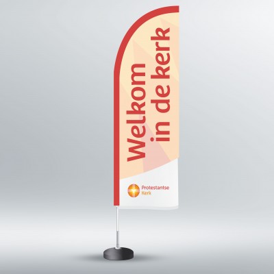 PKN beachflag 220x80 cm, Welkom in de kerk