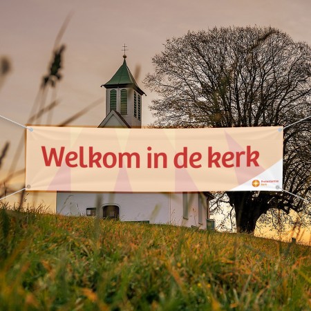 PKN spandoek 300x80 cm, Welkom in de kerk